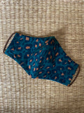 NEW! Cotton Face Mask - ADULT - teal leopard print